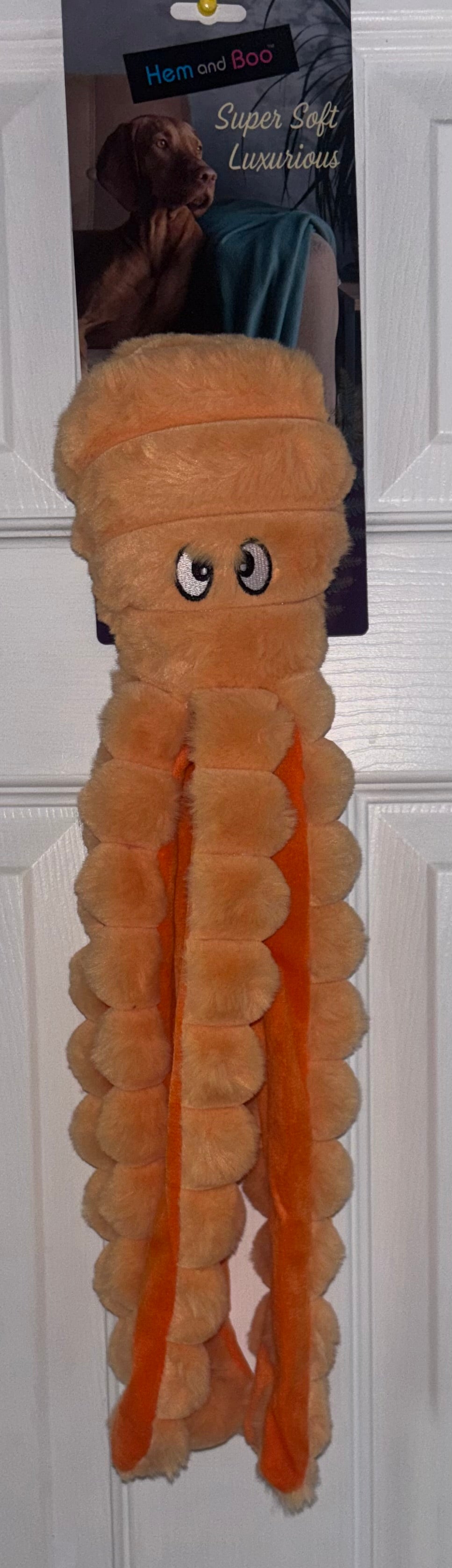 18" (45cm) Orange Fluffy Octopus Dog Toy