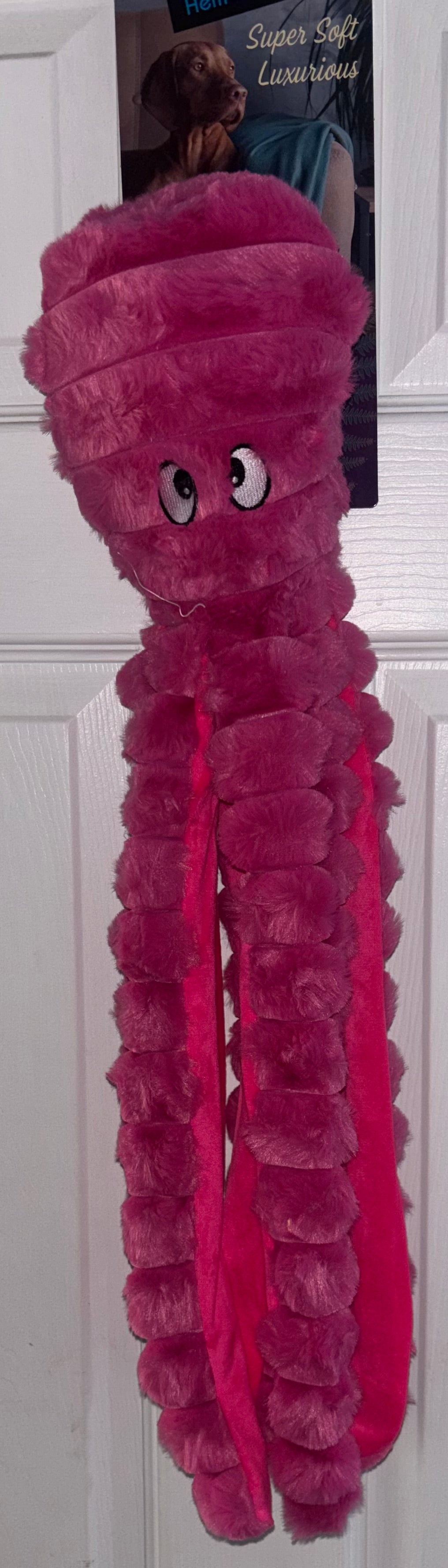 18" (45cm) Pink Fluffy Octopus Dog Toy